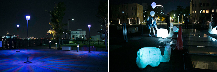 左：芝浦工業大学 入倉研究室「Colored Town」　右：EP3武蔵野大学「エレファント・シャワー」