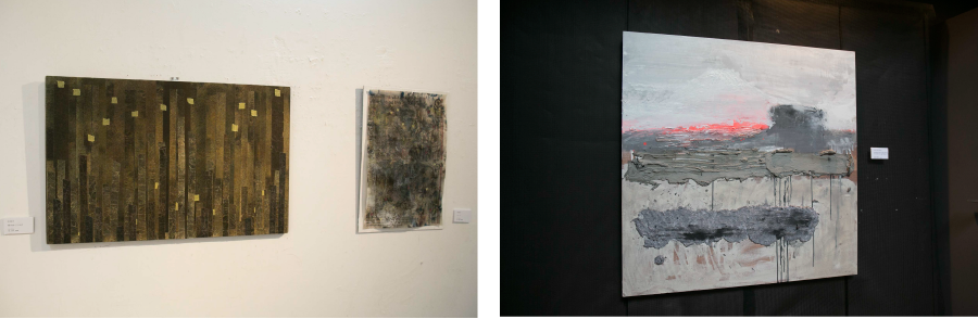 写真左：岡本順子（日本）／写真右：Victor Alba（スペイン）｜どちらも小田原での体験を平面に描き出している。
