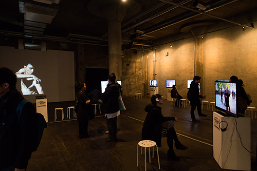 The main exhibition area of Choy Ka Fai's SoftMachine: Expedition. Photo:Hideto Maezawa.