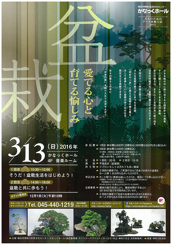 大人のためのアート体験工房2015「盆栽」~愛でる心と育てる愉しみ~