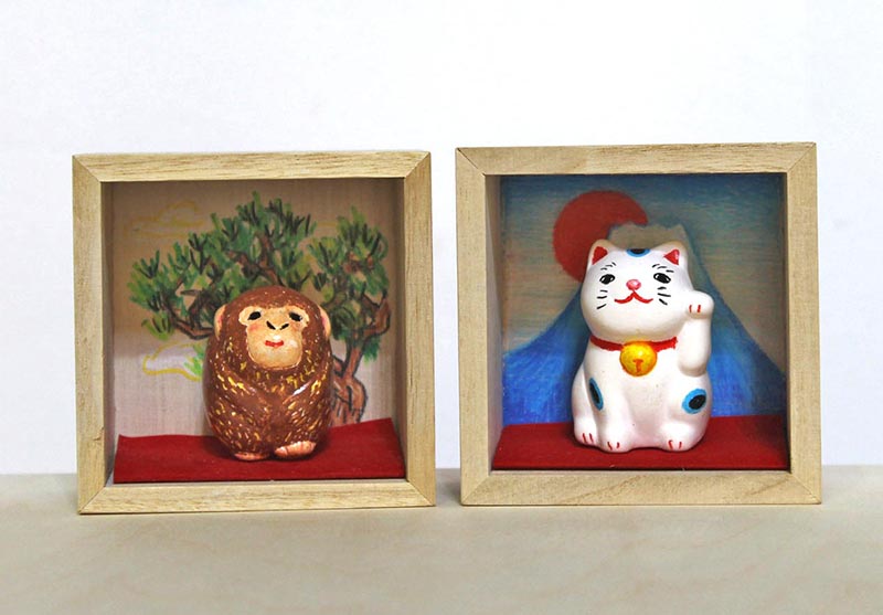 冬の期間限定メニュー 干支と招き猫の立体オブジェ作り
