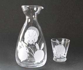 サンドブラストで作るハートの「ミニボウル」「タンブラー」、「とっくり&おちょこ」