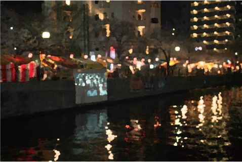 大岡川桜まつり<夜桜上映会>2015
