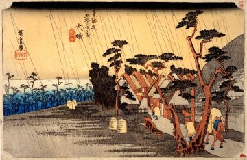 【Oiso】Rain falling on a post town of the Tokaido route, flanked by pine trees