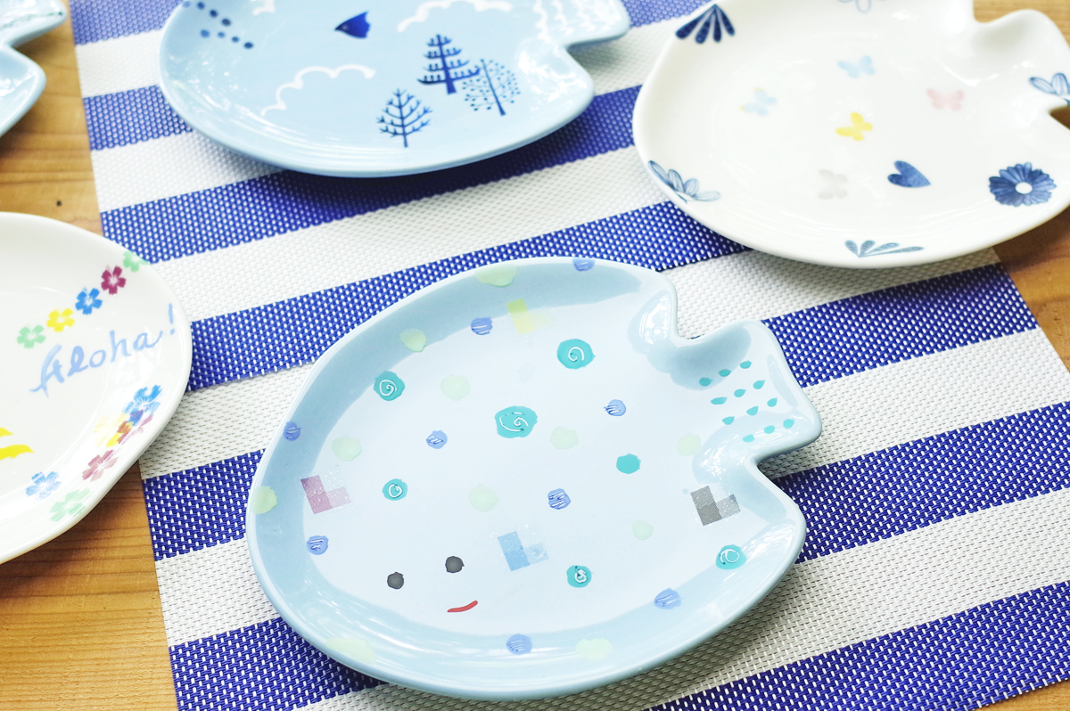 家族やお友達、みんなで楽しく作りましょう!陶芸 絵付け「お魚プレート」