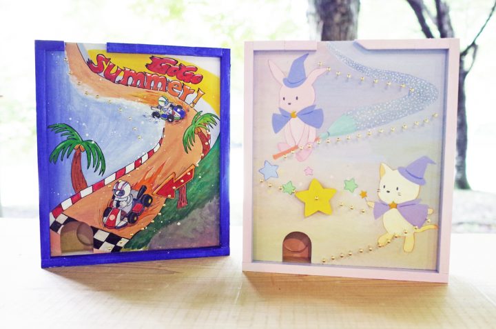 コインがコロコロ転がる昔懐かしい十円ゲームを発展させたちょっとレトロな貯金箱です。