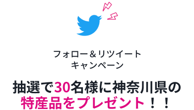 팔로우＆리트윗 캠페인 – 추첨으로 30분에게 가나가와현의 특산품을 선물!
