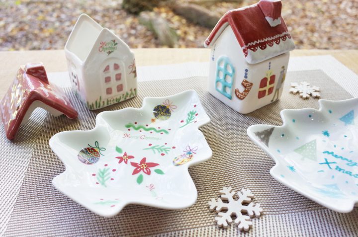 気軽に楽しむ クリスマス限定　陶芸絵付けメニュー「おうちの小箱／ツリー型プレート」