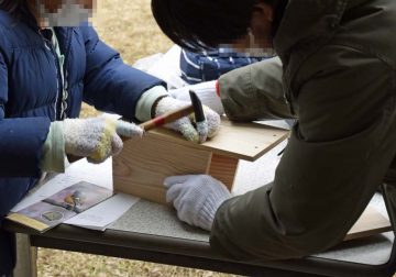 野鳥の巣箱づくりと巣箱かけ の画像