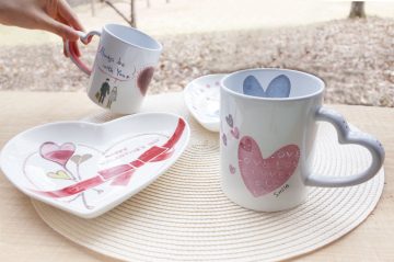 Image of Ceramic painting "Heart plate/Heart mug"