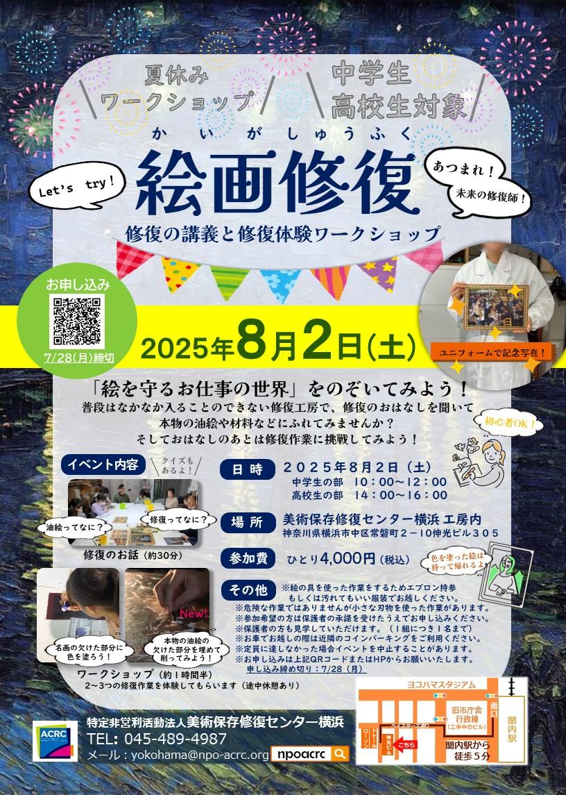 中学生・高校生対象 絵画修復体験