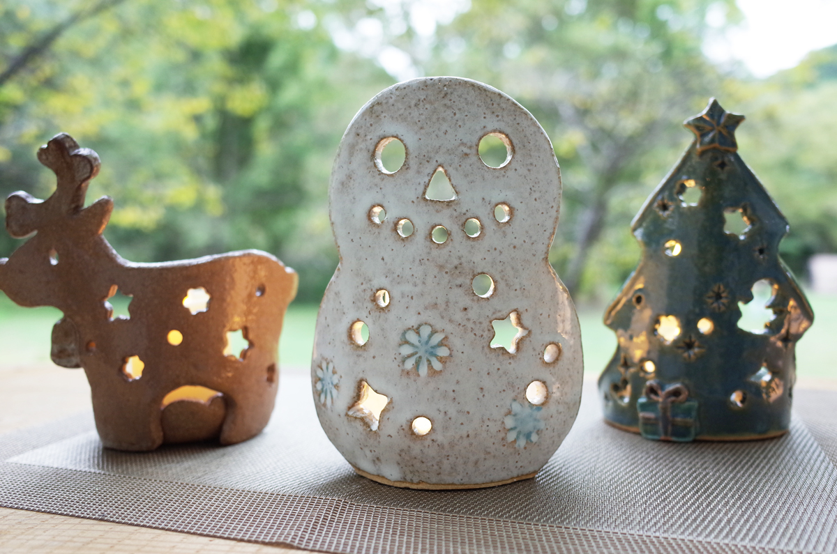 陶器のクリスマスランプ